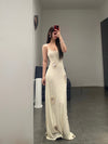 SWAYING 24 Autumn and Winter Crochet Splicing Suspender Long Skirt SW-SW24AW2L08-BAI White